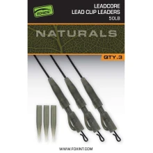 FOX - Montáž Naturals Leadcore Power Grip Lead Clip Leaders 75 cm 50 lb 3 ks