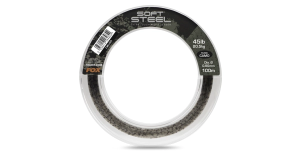 FOX - Návazcový vlasec Soft Steel Fleck Camo Leader 20,5 kg 0,60 mm 100 m