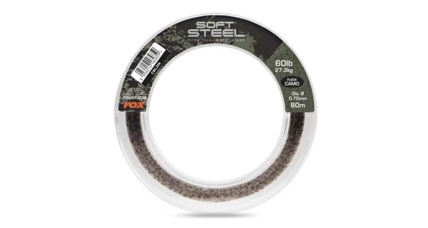 FOX - Návazcový vlasec Soft Steel Fleck Camo Leader 27,3 kg 0,70 mm 80 m