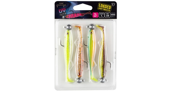 FOX RAGE - Gumová nástraha UV Slick Shad Mixed Colour Pack Loaded 11 cm 10 g 4 ks