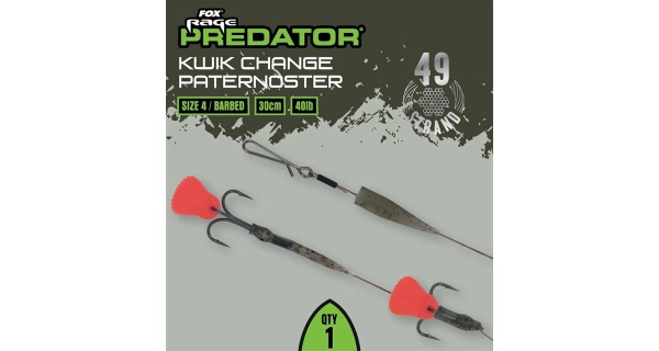 FOX RAGE - Hotový návazec Kwik Change Paternoster Trace Barbed 40 lb vel. 4