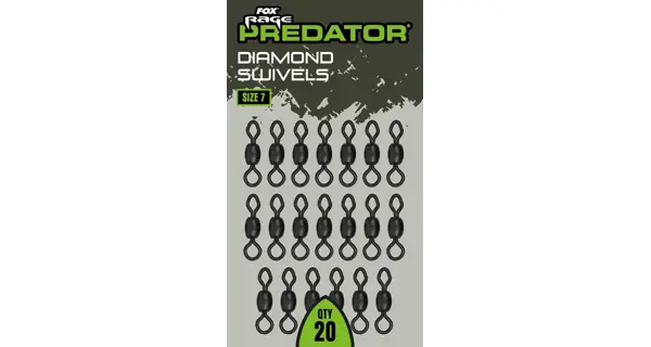 FOX RAGE - Obratlíky Predator Diamond Swivels vel. 7 20 ks