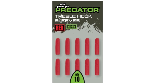 FOX RAGE - Převleky Red Treble Hook Sleeves Medium 10 ks
