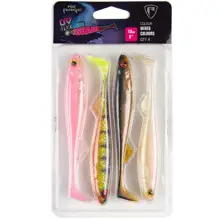 FOX RAGE - Sada gumových nástrah Slick Shad UV Mixed Colour Packs 13 cm 4 ks