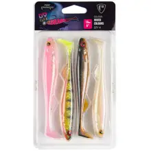 FOX RAGE - Sada gumových nástrah Slick Shad UV Mixed Colour Packs Clear Water 11 cm 4 ks