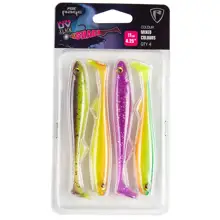 FOX RAGE - Sada gumových nástrah Slick Shad UV Mixed Colour Packs Dark Water 11 cm 4 ks