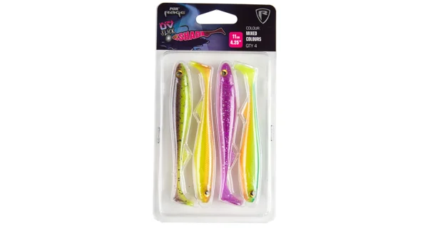 FOX RAGE - Sada gumových nástrah Slick Shad UV Mixed Colour Packs Dark Water 11 cm 4 ks