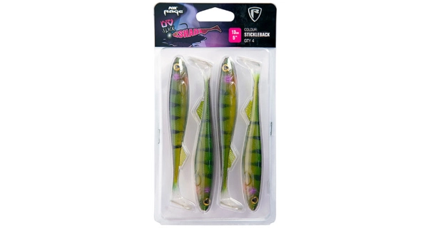 FOX RAGE - Sada gumových nástrah Slick Shad UV Single Colour Packs Stickleback 13 cm 4 ks