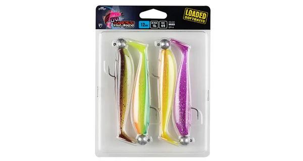 FOX RAGE - Set gumových nástrah Zander Pro Shad Loaded Mixed UV Colour Pack vel. 4/0 12 g 12 cm 4 ks