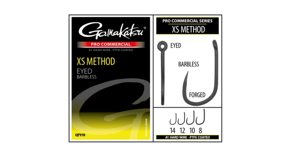 GAMAKATSU - Háček Pro Commercial XS Method eyed A1 PTFE BL Grey vel. 14 10 ks