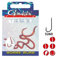 GAMAKATSU - Hotový návazec Worm LS-5260 Red vel. 8 75 cm 10 ks