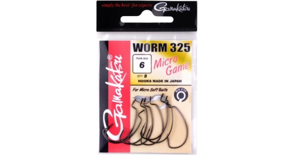 GAMAKATSU -  Ofsetový háček Worm 325 Micro Game NS Black vel. 8 8 ks