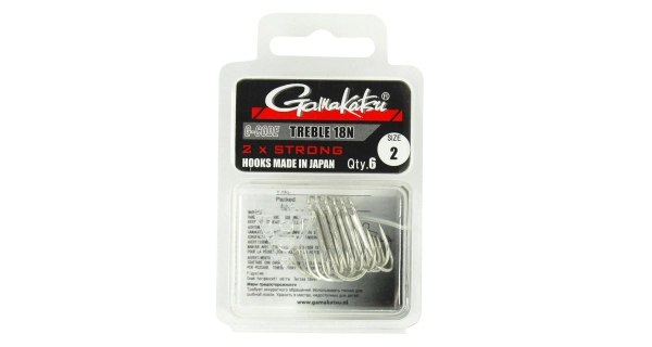 GAMAKATSU - Trojháček Treble 18 Black vel. 4 6 ks