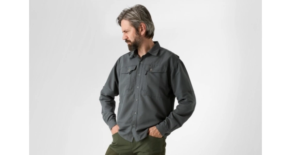 GEOFF ANDERSON - Košile s dlouhým rukávem Ezmar Mid Weight Soft Šedá vel. XL