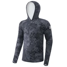 GIANTS FISHING - Funkční tričko s dlouhým rukávem UV50+Hoodie Camo Grey vel. S