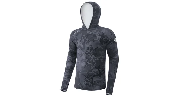 GIANTS FISHING - Funkční tričko s dlouhým rukávem UV50+Hoodie Camo Grey vel. S