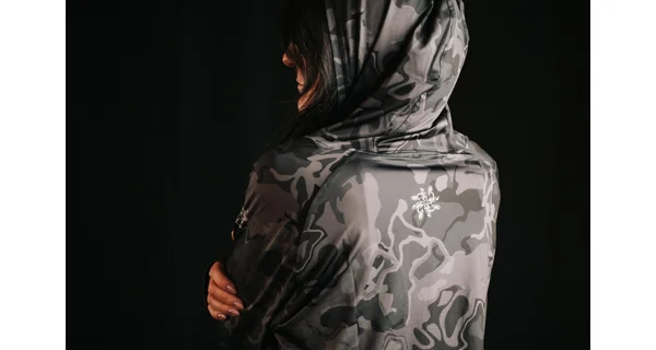 GIANTS FISHING - Funkční tričko s dlouhým rukávem UV50+Hoodie Camo Grey vel. S