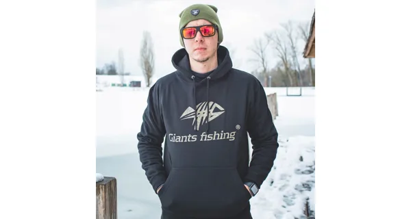GIANTS FISHING - Mikina s kapucí Černá Camo Logo vel. M