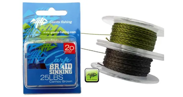 GIANTS FISHING - Návazcová šňůrka Carp Braid Sinking 35 lb 20 m Camou Brown