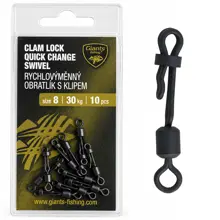 GIANTS FISHING - Rychlovýměnný obratlík s klipem Clam Lock Quick Change Swivel 30 kg vel. 8 10 ks