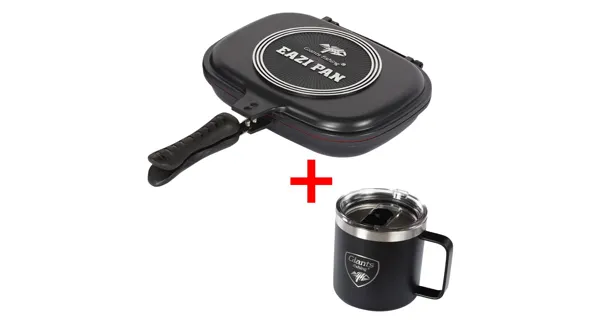 GIANTS FISHING - Set Pánev na vaření Eazi Pan Medium + Nerezový thermo hrnek 400 ml