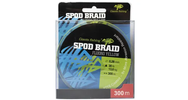 GIANTS FISHING - Splétaná šňůra Spod Braid Fluoro Yellow 0,22 mm 9,1 kg 300 m