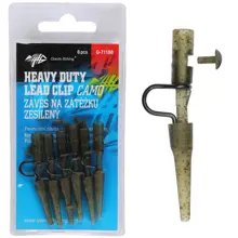 GIANTS FISHING - Závěs na zátěžku Heavy Duty Lead Clip with Pin Camo 6 ks