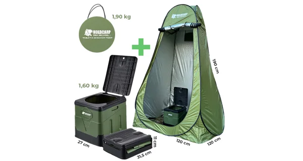 HOLDCARP - Set Skládací přenosná toaleta Portable Toi + Toilet & Shower Tent + Toilet Garbage Kit