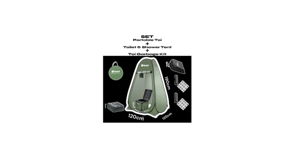 HOLDCARP - Set Skládací přenosná toaleta Portable Toi + Toilet & Shower Tent + Toilet Garbage Kit
