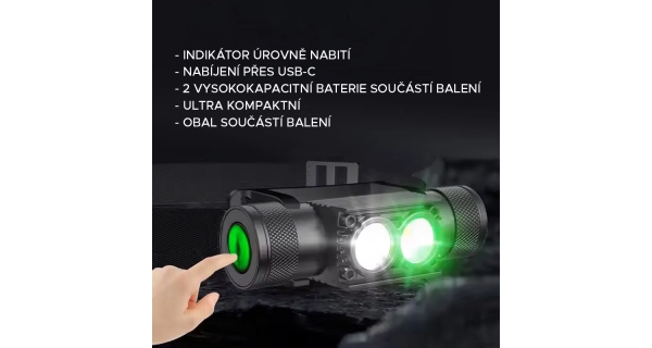 INFINITYBOAT - Dobíjecí čelovka Headlamp Green + Náhradní baterie