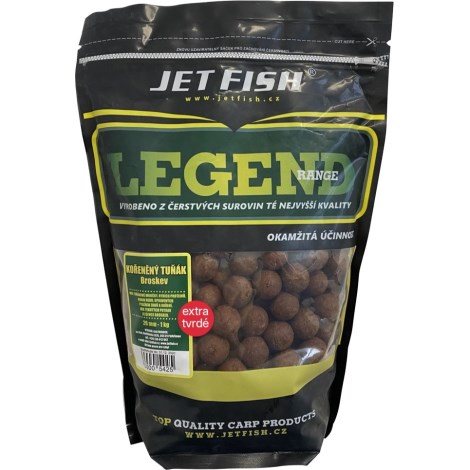 JETFISH - Extra tvrdé boilie Legend Range Kořeněný tuňák Broskev 20 mm 250 g