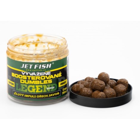 JETFISH - Vyvážené boosterované Dumbles Legend Range 200 ml 12 mm Žlutý impuls ořech javor