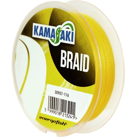 KAMASAKI - Pletená šňůra Braid Žlutá 0,16 mm 13,5 kg 100 m