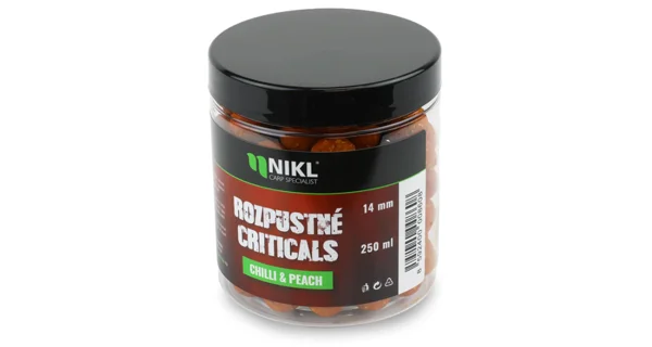 KAREL NIKL - Rozpustné Criticals boilie Chilli & Peach 14 mm 250 ml