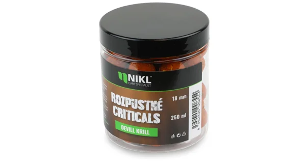 KAREL NIKL - Rozpustné Criticals boilie Devill Krill 18 mm 250 ml