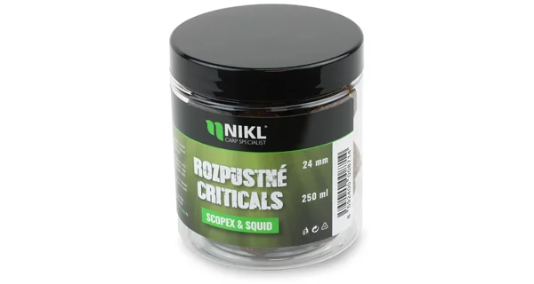 KAREL NIKL - Rozpustné Criticals boilie Scopex & Squid 24 mm 250 ml