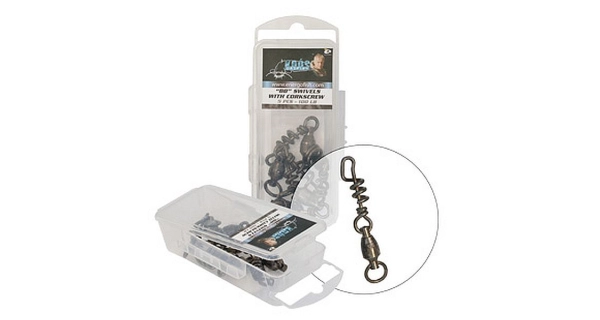 KOÓS - Ložiskový obratlík + spirálovitá karabina Catfish 100 lb 5 ks