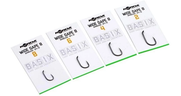 KORDA - Háčky bez protihrotu Basix Wide Gape Barbless vel. 8 10 ks