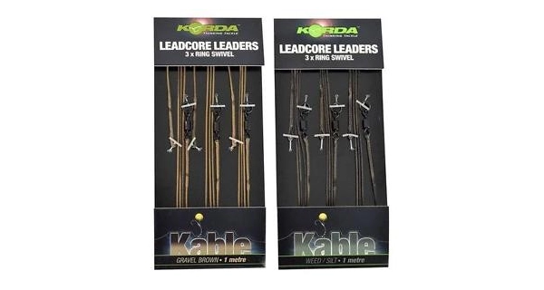 KORDA - Hotové montáže Leadcore Leader Ring Swivels Gravel Brown 3 ks