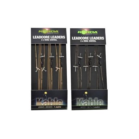 KORDA - Hotové montáže Leadcore Leader Ring Swivels Gravel Brown 3 ks