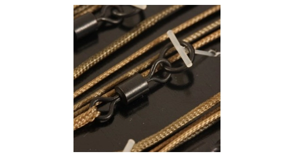 KORDA - Hotové montáže Leadcore Leader Ring Swivels Gravel Brown 3 ks