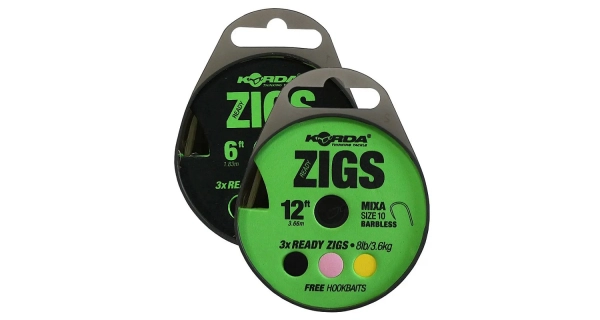 KORDA - Hotové návazce Ready Zigs 8' (180 cm) vel.10 3 ks