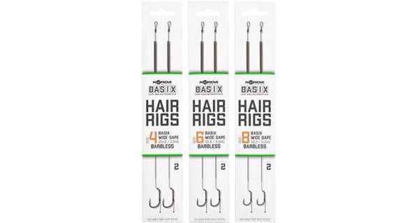 KORDA - Hotový návazec Basix Hair rigs Wide Gape B 8 18 lb 2 ks bez protihrotu