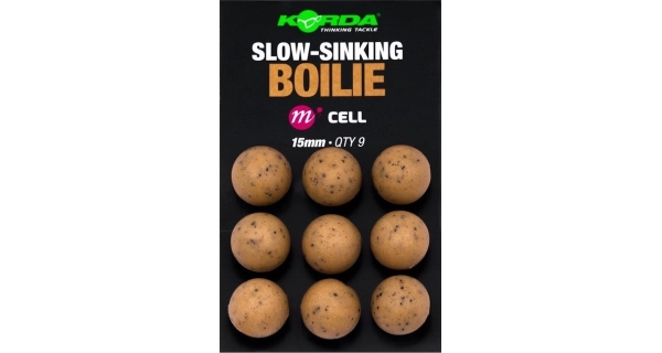 KORDA - Imitace nástrah Plastic Wafter Slow-Sinking Boilie Cell 15 mm 9 ks