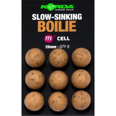 KORDA - Imitace nástrah Plastic Wafter Slow-Sinking Boilie Cell 15 mm 9 ks