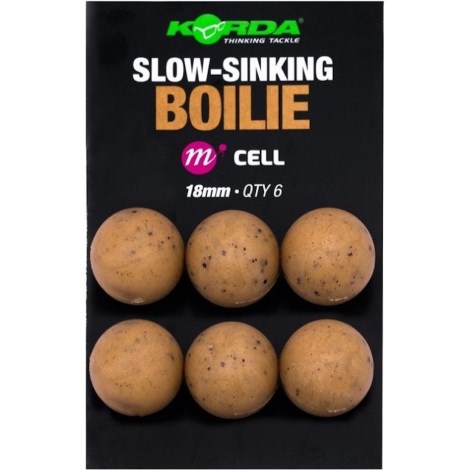 KORDA - Imitace nástrah Plastic Wafter Slow-Sinking Boilie Cell 18 mm 6 ks