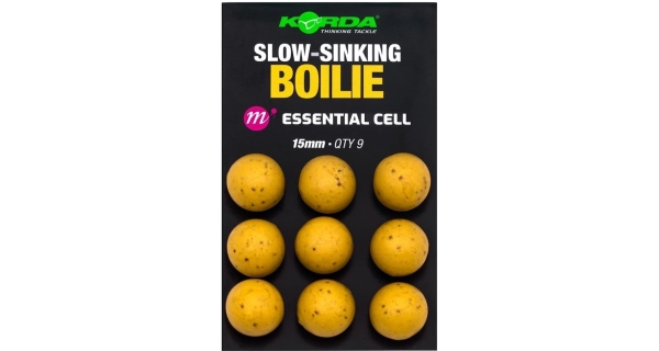 KORDA - Imitace nástrah Plastic Wafter Slow-Sinking Boilie Essential Cell 15 mm 9 ks