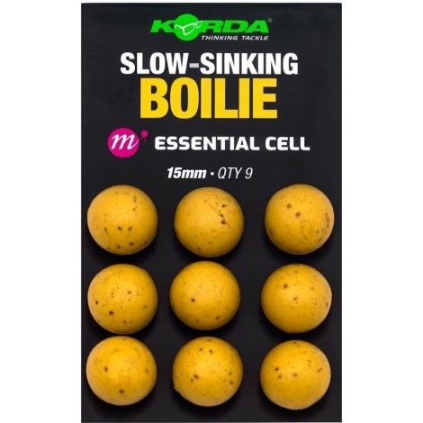 KORDA - Imitace nástrah Plastic Wafter Slow-Sinking Boilie Essential Cell 15 mm 9 ks