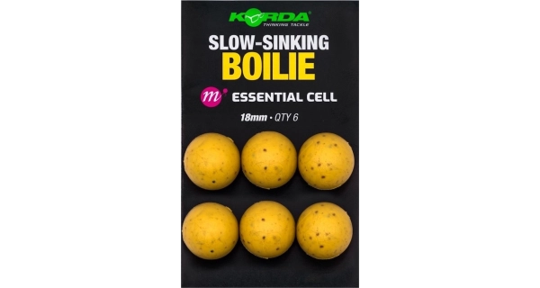 KORDA - Imitace nástrah Plastic Wafter Slow-Sinking Boilie Essential Cell 18 mm 6  ks