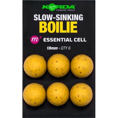 KORDA - Imitace nástrah Plastic Wafter Slow-Sinking Boilie Essential Cell 18 mm 6  ks